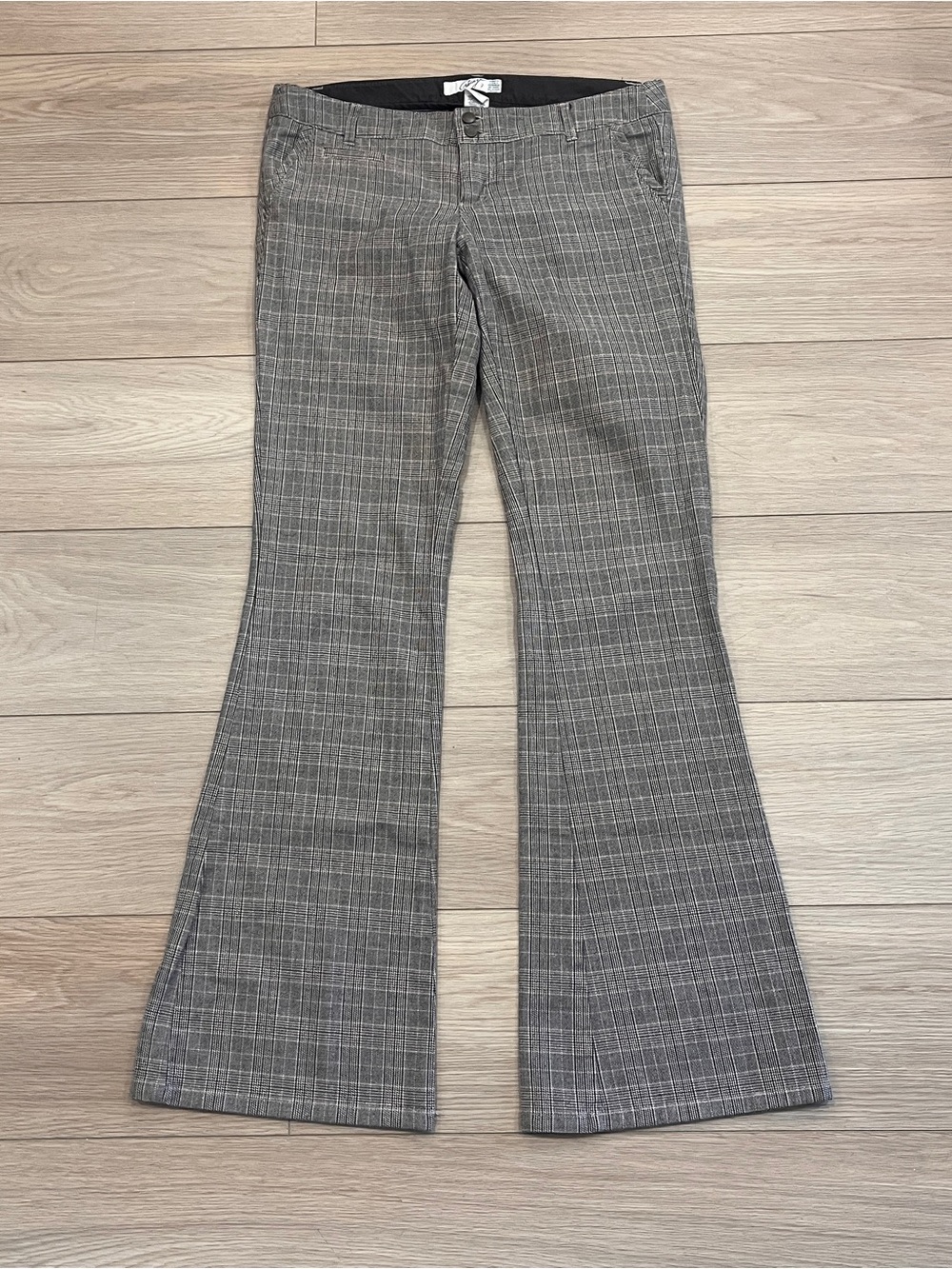 Vintage Garage Y2K Brown Plaid Low Rise Flare Pants Women 7